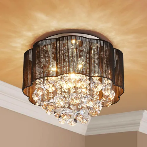 Vista 2 de AGV LIGHTING 2021011 Lámpara de techo moderna de cristal con forma de gota de lluvia, perfecta para comedor, baño, dormitorio, sala de estar, 4