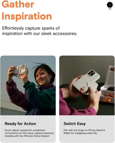 Vista 6 de MOFT Regalo para hombres y mujeres – Trípode de teléfono, soporte, cordón y funda compatible con iPhone 15 Pro