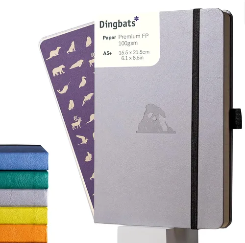 Vista 15 de Dingbats* Cuaderno de Escritura con Líneas de Vida Silvestre A5 - Tapa Dura de Cuero Vegano - Ideal para Trabajo, Viajes - Bolsillo, Cierre Elástico
