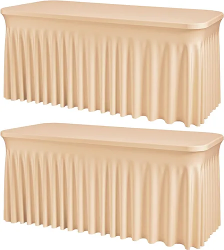 Vista 39 de Mantel rectangular de elastano negro, funda elástica ajustada para mesas rectangulares de 1,8 m, falda de mesa elástica sin arrugas para decoración