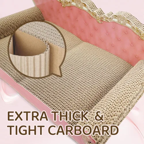 Vista 5 de SONGWAY Cama rascador de cartón para gatos, tabla rascador para gatos en forma de sofá, bonita almohadilla para rascar para gatos de interior que
