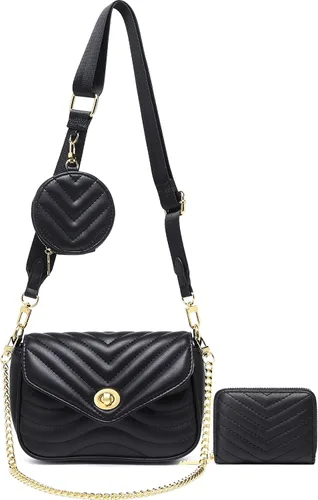 Vista 17 de JEEHAN - Bolsos bandolera acolchados para mujer, bolsos de hombro de diseño, monedero pequeño