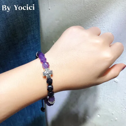 Vista 21 de Pulseras de la amistad, pulsera de obsidiana negra arcoíris para mujeres y hombres, 0.394 pulgadas (0.394 in), ojo de tigre, hematita y cristal