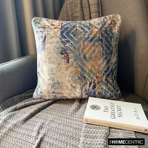 Vista 91 de The HomeCentric Funda de almohada con cremallera, funda de cojín azul de 12 x 12 pulgadas, funda de cojín de algodón bordado para sofá, diseño