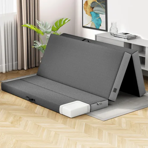 Vista 11 de Cozzzi Colchón plegable individual de 4 pulgadas para suelo y viajes con funda extraíble, colchón ligero y portátil para adultos y niños, compacto