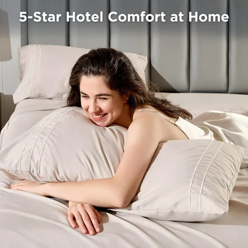 Vista 8 de Juego de sábanas tamaño individual con funda de almohada bordada, sábanas de microfibra ultrasuave de 3 piezas, comodidad de hotel de lujo, sábana