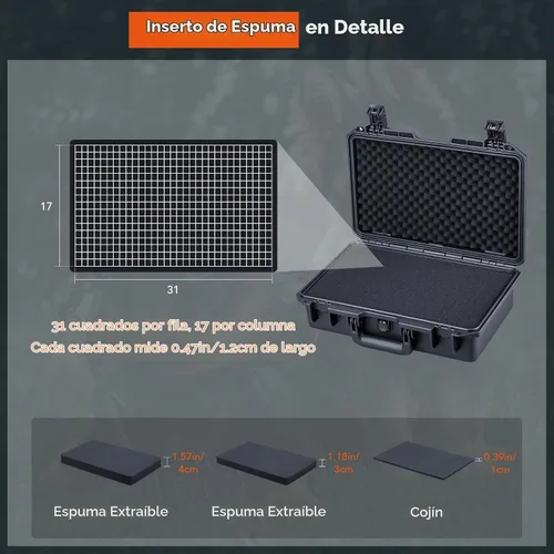 Vista 7 de Lykus HC-3910 Estuche rígido impermeable con espuma, tamaño interno 14.76