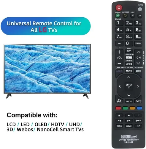 Vista 3 de Mando a distancia universal para televisores inteligentes LG. Garantía de 1 año. Rojo