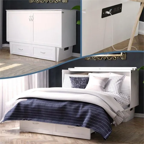 Vista 24 de AFI, Monroe - Cofre de cama matrimonial Murphy con colchón y cajón de 6 pulgadas, color espresso