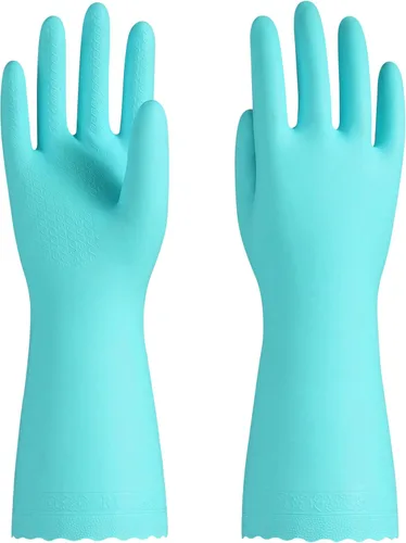 Vista 13 de PACIFIC PPE 2 pares de guantes de limpieza reutilizables para lavavajillas, hogar, cocina, forro de algodón, azul, talla S