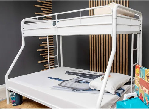 Vista 3 de Better Home Products Litera de metal individual sobre cama matrimonial en color blanco
