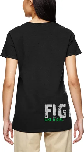 Vista 2 de Fight Like a Girl Camiseta con cuello en V para mujer con envoltura lateral