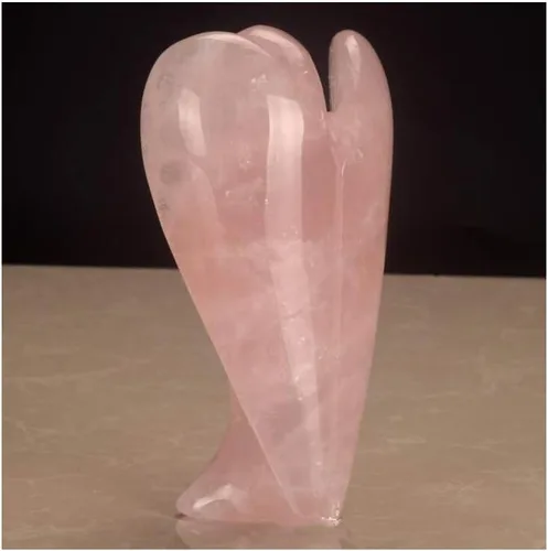 Vista 3 de Ángel de la guarda de cuarzo rosa de cristal curativo de 4 pulgadas, grandes figuras de piedras preciosas naturales talladas, escultura