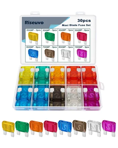 Vista 14 de Riseuvo Juego de 36 fusibles de automóvil – Fusibles surtidos de repuesto de cuchillas para automóvil, RV, cámper, barco, camión, motocicleta