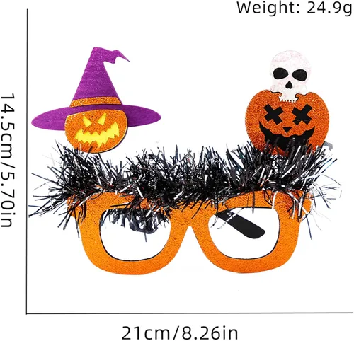 Vista 2 de Anteojos de Halloween de plástico para niños y adultos, 6 lentes de fiesta con purpurina, gafas de fiesta de Halloween, accesorios para cabina