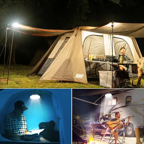 Vista 2 de Faroles solares para campamento, luz remota para tienda de campaña, 4000 lúmenes, luz LED portátil para camping, impermeable, recargable por USB