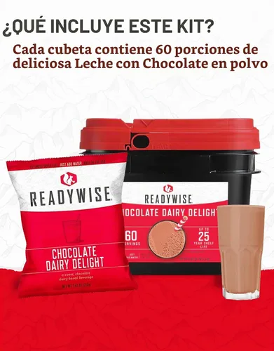 Vista 4 de READYWISE - Cubo de leche en polvo de chocolate con suero de leche, 60 porciones