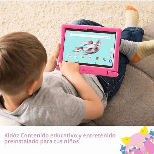 Vista 3 de Tableta para niños con pantalla IPS HD de 10 pulgadas, tabletas Android con 32 GB de almacenamiento, 2 GB de RAM, procesador de cuatro núcleos, Rosa