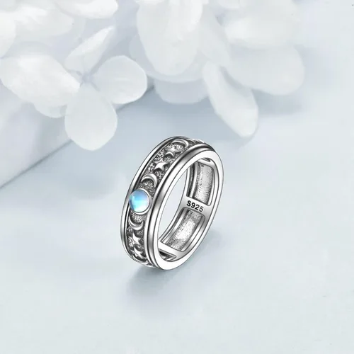 Vista 4 de POPLYKE Anillos giratorios giratorios de plata de ley para mujer, para aliviar el estrés, regalo