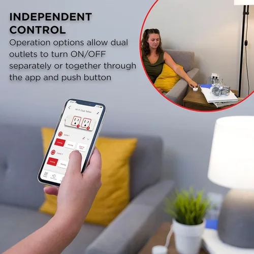 Vista 6 de UltraPro Enchufe inteligente WiFi con correa, doble toma inteligente, hogar inteligente, interruptor inteligente, funciona con Alexa, Google Home