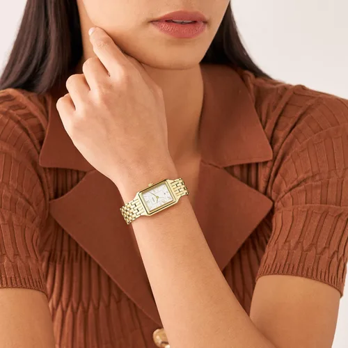 Vista 4 de Fossil Womens Raquel Quartz Rectangular Watch with Stainless Steel or Leather Strap
