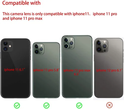Vista 2 de Juego de 2 lentes de repuesto originales para cámara trasera para iPhone 11 Pro Max y iPhone 11 Pro con adhesivo preinstalado y kit de herramientas