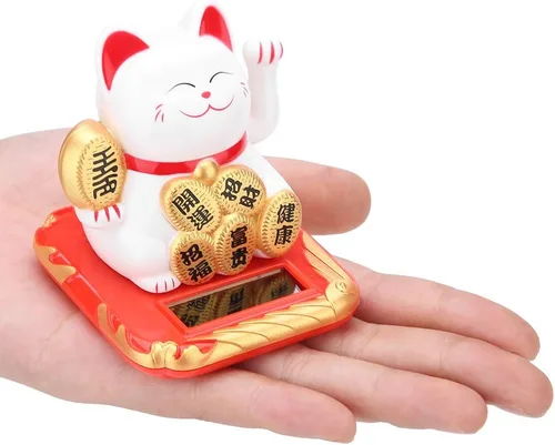 Vista 5 de Tosuny Solar Luck Kitty, gato de buena suerte, gato que hace llamas, lindo gatito chino, gato de la suerte, brazo agitador trae salud, riqueza