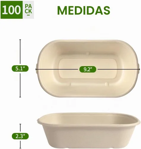 Vista 2 de Paquete de 100 cuencos de papel oblongos de 32 onzas, para burrito