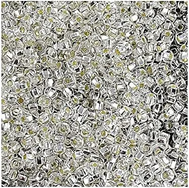 Vista 7 de Cuentas de semillas Rocailles PRECIOSA de 0.71 oz 8/0, con forro de cristal plateado Cristal plateado forrado (78102)