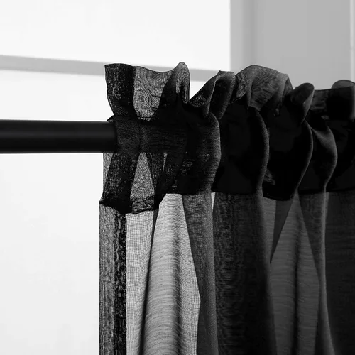 Vista 7 de Cortinas traslúcidas negras de 45 pulgadas de largo para ventanas de baño, juego de 2 paneles, cortinas de media ventana para cocina y dormitorio