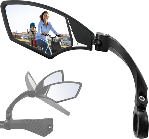 Vista 6 de Hafny Nuevo espejo de bicicleta para manillar, HD resistente a explosiones, cristal transparente seguro, espejo retrovisor giratorio ajustable