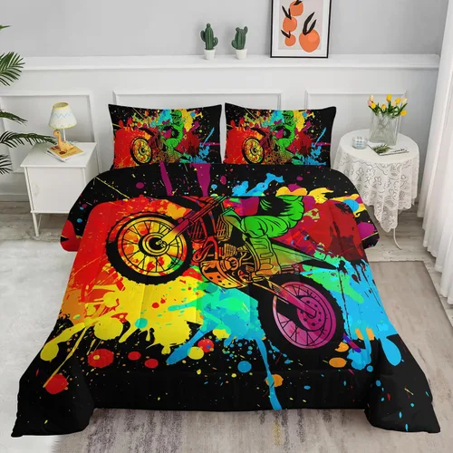 Vista 47 de Juego de edredón para niños Axolotl, tamaño individual, juego de ropa de cama con diseño de autos de carreras para niños, niñas, adolescentes
