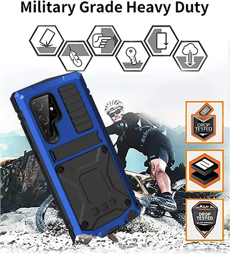 Vista 9 de Simicoo Funda de metal compatible con Samsung S23 con protector de pantalla, protector de cámara, militar, resistente, de servicio pesado, a prueba