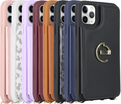Vista 7 de Havaya Funda cruzada para iPhone 11 Pro Max con correa para mujer, funda para iPhone 11 Pro Max con tarjetero para iPhone 11 Pro Max, funda de piel