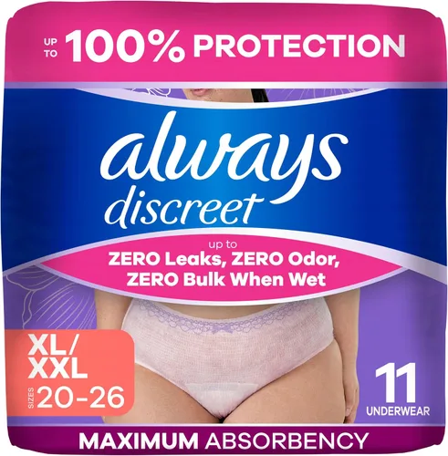 Vista 17 de Always Discreet Ropa interior para incontinencia adulta para mujeres y ropa interior posparto, pequeña/mediana, hasta 100% protección contra fugas