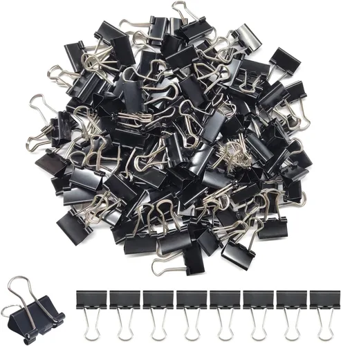 Vista 2 de Ykimok 240 mini clips para carpeta, 5/8 pulgadas (0.591 in), abrazaderas de papel de tamaño pequeño para suministros de oficina, color negro