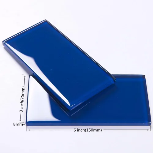 Vista 2 de Azulejos de cristal de metro de 3 x 6 pulgadas, color azul cobalto para pared de cocina, baño, paquete de 32 hojas Azul cobalto - 32 hojas