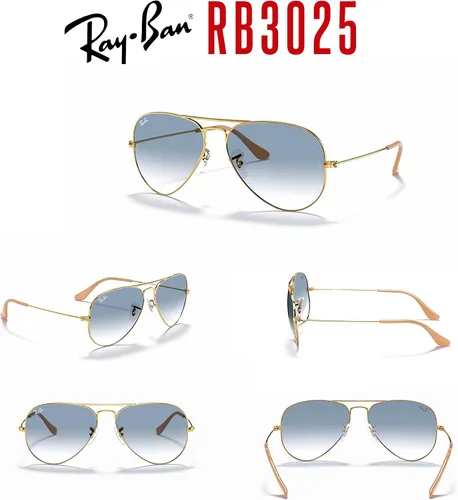 Vista 45 de Ray-Ban RB3025 - Lentes de sol de aviador de metal para hombre y mujer + paquete con kit de cuidado de gafas iWear de diseñador