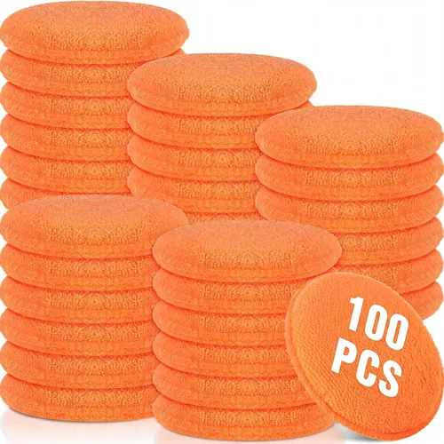 Vista 10 de Tanlade 50 almohadillas de microfibra para detalles de automóvil, aplicador de cera, almohadillas de microfibra de lavado, 5 pulgadas de diámetro
