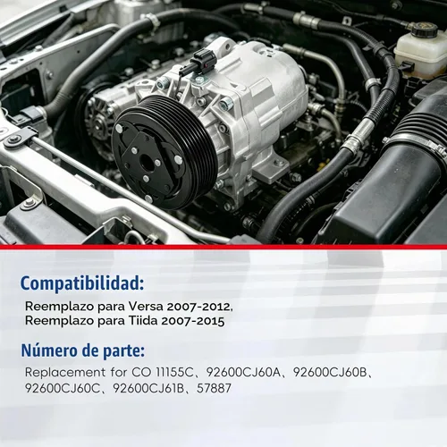 Vista 6 de Reemplazo de Compresor de Aire para Versa 2007-2012 Reemplazo para Tiida 2007-2015 CO 11155C 92600CJ60A 92600CJ60B 92600CJ60C