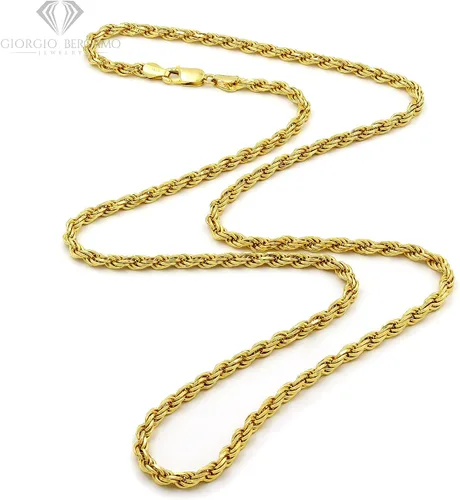 Vista 2 de Giorgio Bergamo Cadena de plata de ley 925 italiana de 0.039in a 0.217in, cadena de corte de diamante, chapado en oro amarillo o pulsera, Metal,