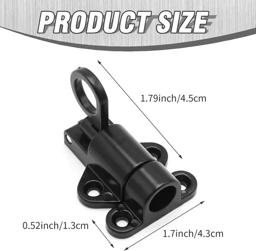 Vista 6 de 4 cerraduras de puerta de resorte negro, cierres de cierre automático de 2.3 x 1.7 pulgadas, cerradura de puerta deslizante automática resistente