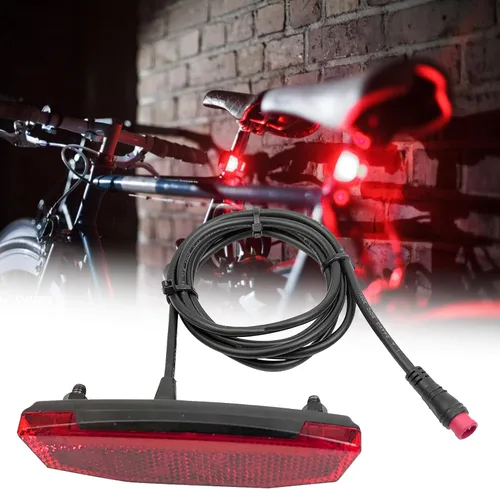 Vista 3 de Luz trasera EBike de 6 V-60 V, luz de advertencia LED de alto brillo, luz trasera de bicicleta, equipo de conducción nocturna, conector impermeable