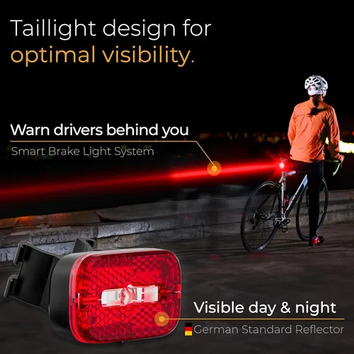 Vista 2 de LICHTMEISTER® Bike Tail Light with Reflector and Intelligent Brake Light Function – Rear Bike Light LED – Bicycle Tail Light