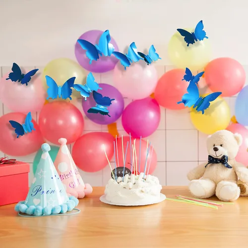 Vista 6 de 60 calcomanías de mariposa de espejo, decoraciones de mariposa 3D extraíbles de CAYUDEN calcomanías de pared mariposas azules, decoración de pared