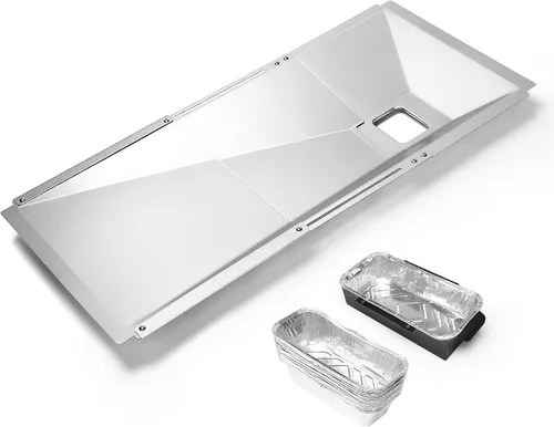 Vista 7 de Utheer Bandeja de grasa universal con bandeja de captura y forro de aluminio para Nexgrill, Charbroil, Cuisinart, Dynaglo, Kenmore, BHG, Master