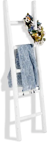 Vista 12 de FUIN - Escalera decorativa de madera maciza rústica de 6 pies, color negro