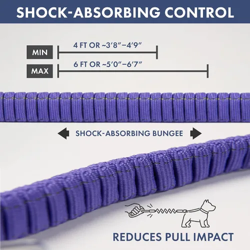 Vista 6 de Spark Paws - Correa de perro manos libres, correa elástica para la cintura que absorbe los golpes para correr, clip para cinturón de seguridad