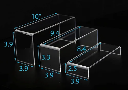 Vista 2 de Jusalpha Juego de 3 elevadores grandes de acrílico transparente, estantes