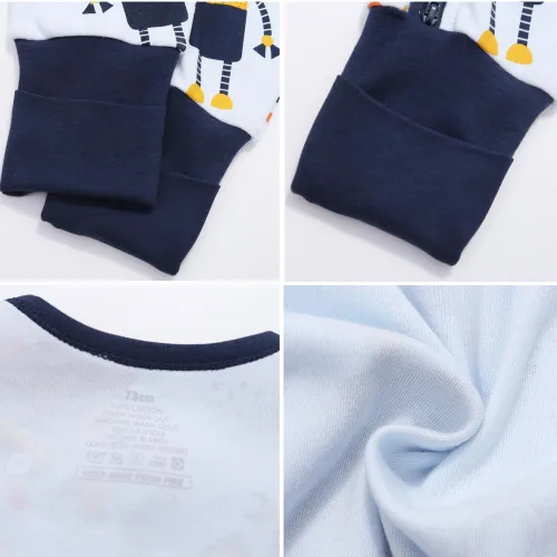 Vista 3 de Feidoog Conjunto de 2 mamelucos de dibujos animados para bebé, manga larga, cremallera de 2 vías, conjuntos de ropa de una pieza
